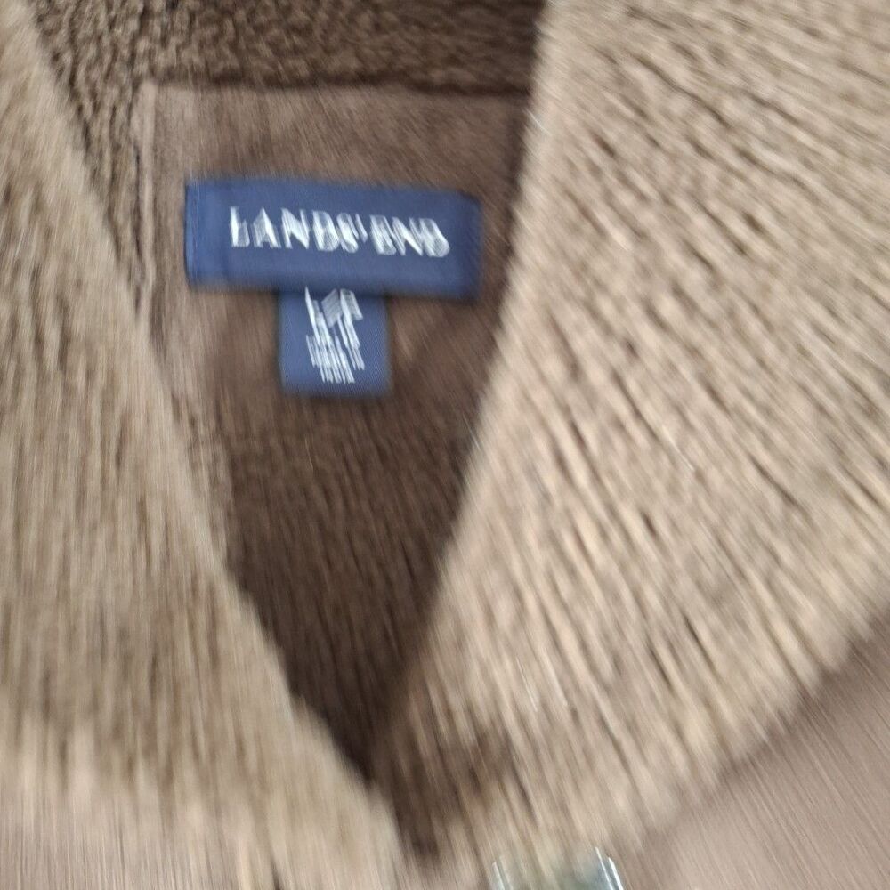 Lands End Faux Suede Jacket Sherpa Lining Womens Large Brown - Picture 2 of 5